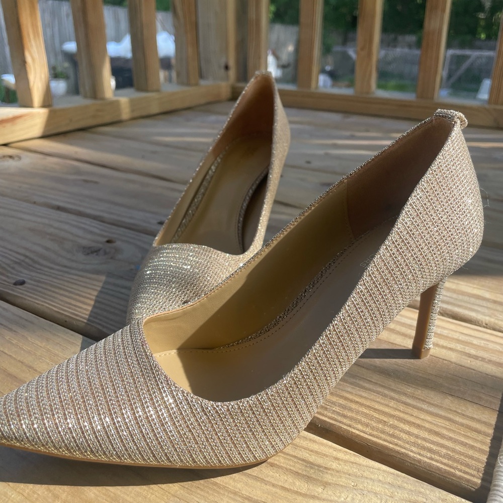 MICHAEL Michael Kors Gold Heels with Classic Pointed Toe